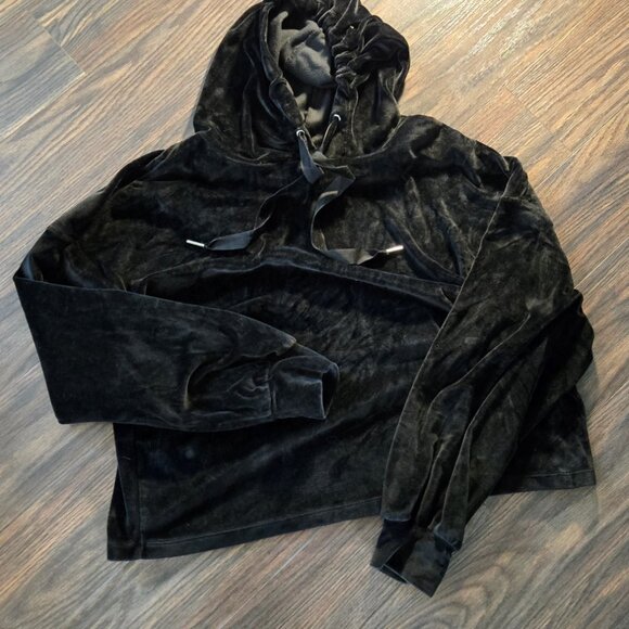 WILD FABLE Black Velour Hooded Athleisure Sweatshirt SIZE L - Picture 1 of 6